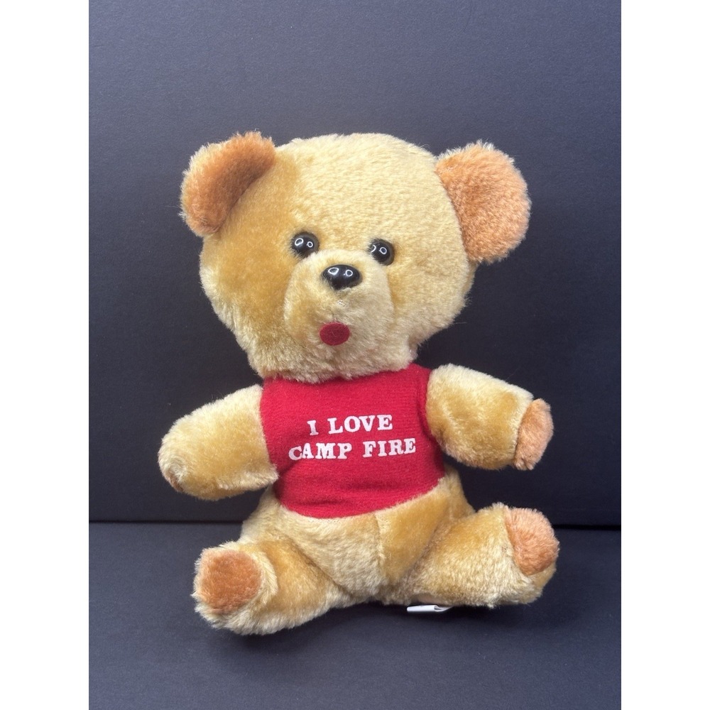 "I Love Camp Fire"Teddy Bear Stuffed Animal Plush Red Shirt Korea